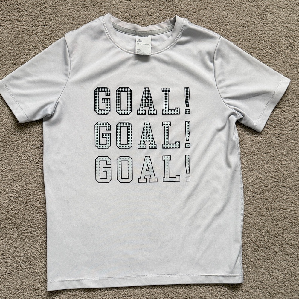 All In Motion Boy's Goal T-Shirt Size Medium 8 Short Sleeve Shirt Soccer